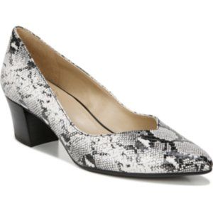 Naturalizer Mali Pointed Toe Pump Heels Alabaster Snake Print 7.5